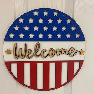 Patriotic welcome sign. July 4